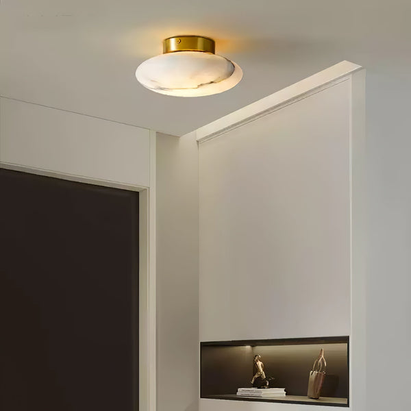 Oval Loftslampe I Alabast