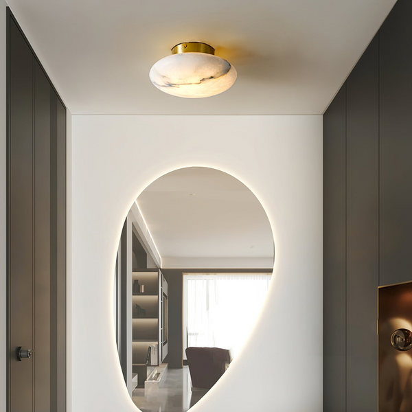 Oval Loftslampe I Alabast