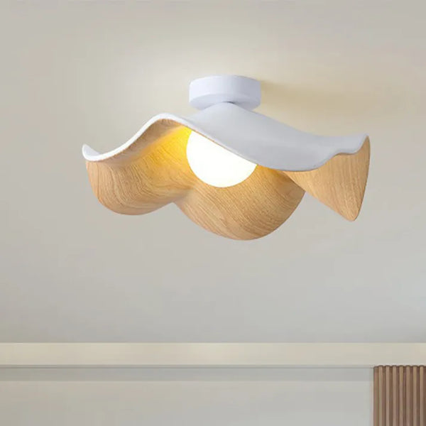 Nordic Wooden Lotus Resin Loftslampe