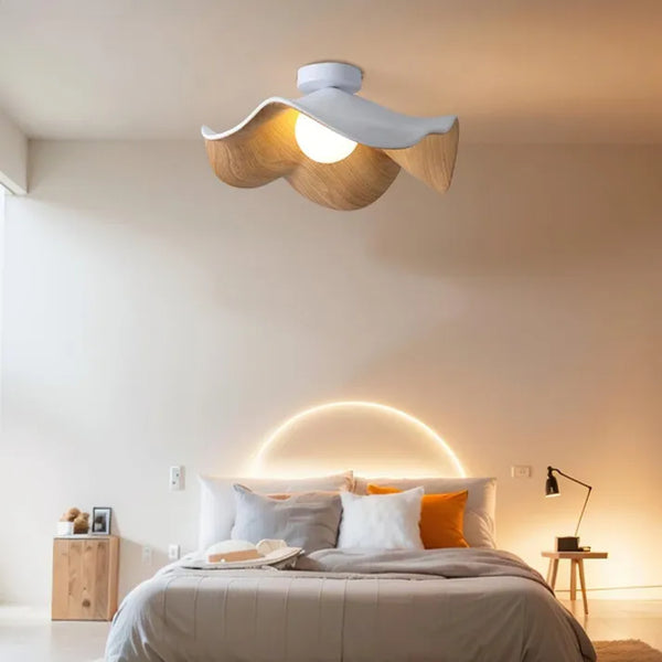 Nordic Wooden Lotus Resin Loftslampe