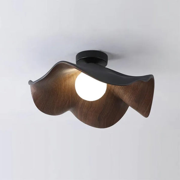 Nordic Wooden Lotus Resin Loftslampe