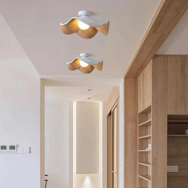 Nordic Wooden Lotus Resin Loftslampe