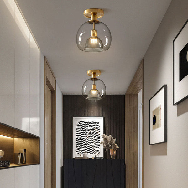 Moderne Grå Loftslampe Til Gangen I Glas