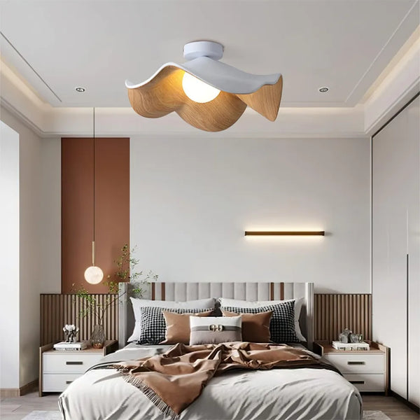 Nordic Wooden Lotus Resin Loftslampe