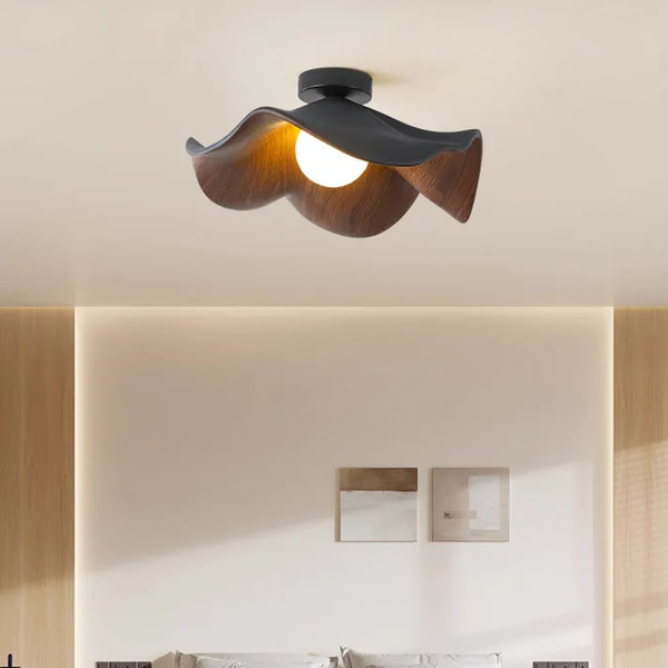 Nordic Wooden Lotus Resin Loftslampe