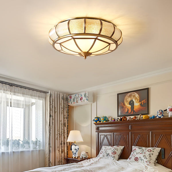 Rund Glas Loftslampe Med Struktur