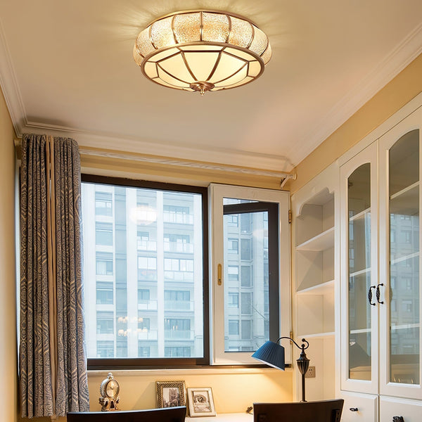 Rund Glas Loftslampe Med Struktur