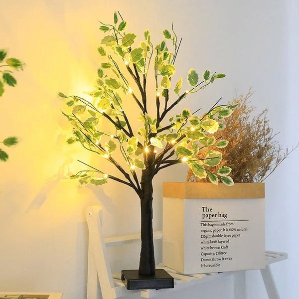 Julegrønne Blade LED Trælys