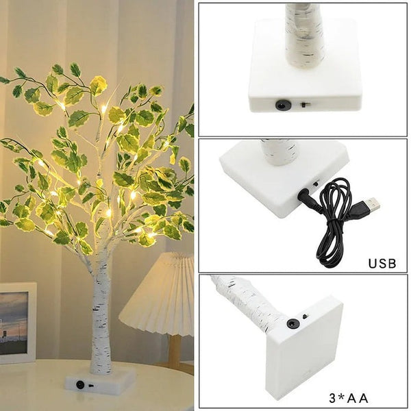 Julegrønne Blade LED Trælys