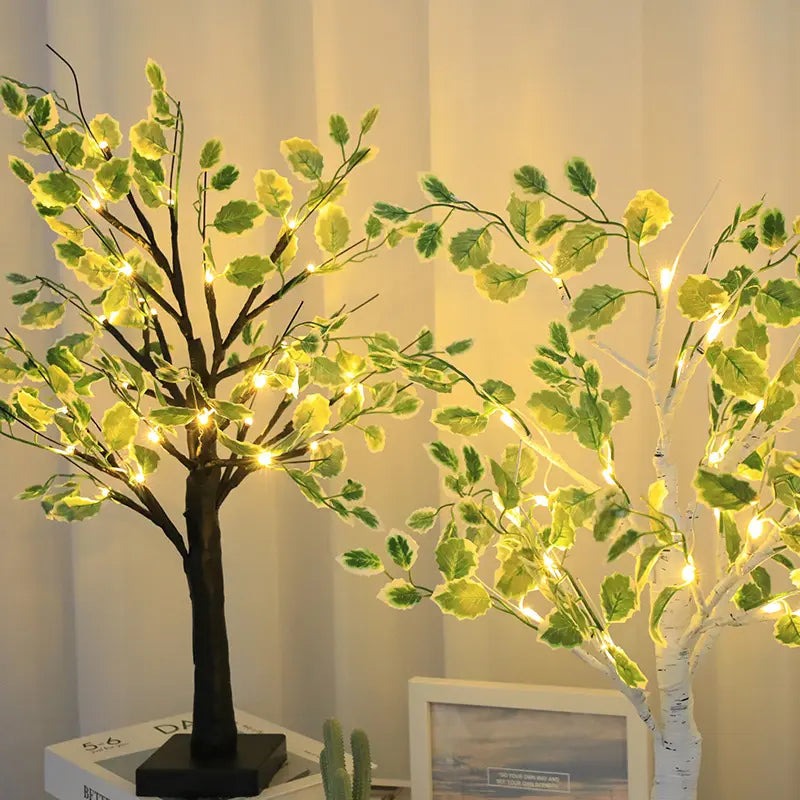 Julegrønne Blade LED Trælys
