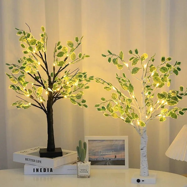 Julegrønne Blade LED Trælys