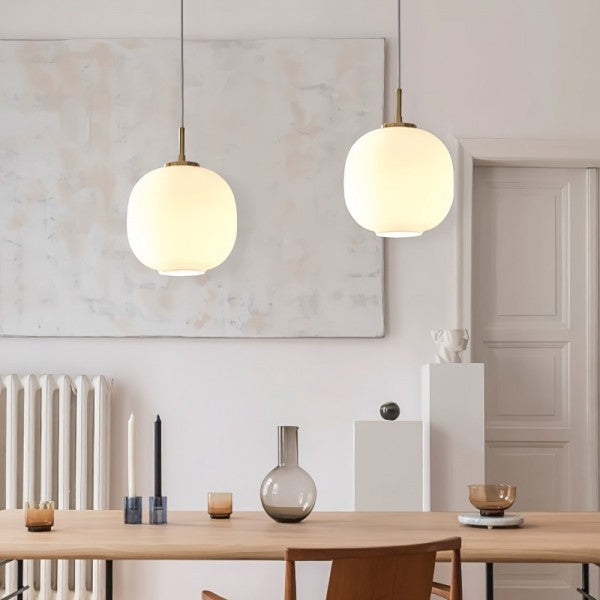 Moderne Nordisk Pendel I Opalglas
