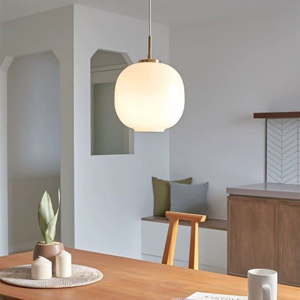 Moderne Nordisk Pendel I Opalglas