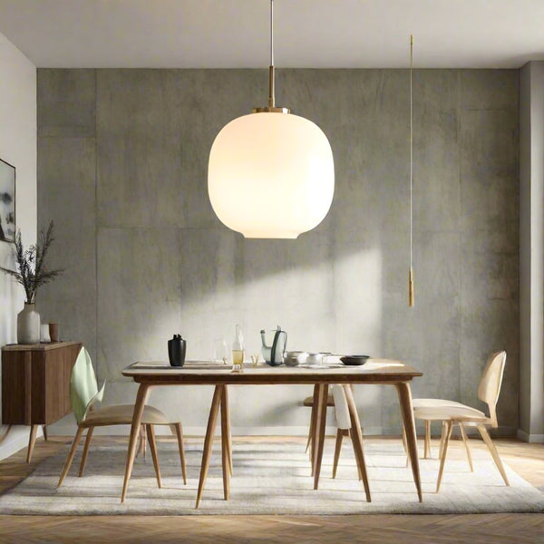 Moderne Nordisk Pendel I Opalglas